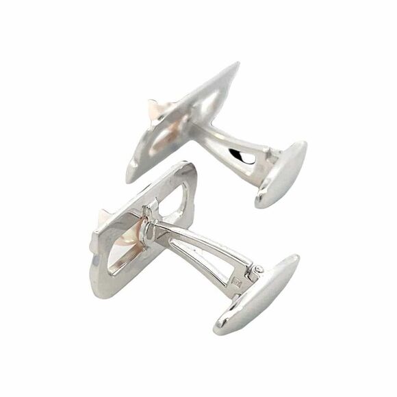 Mikimoto Estate Akoya Pearl Cufflinks Silver 6.15 mm M402 - Picture 6 of 9